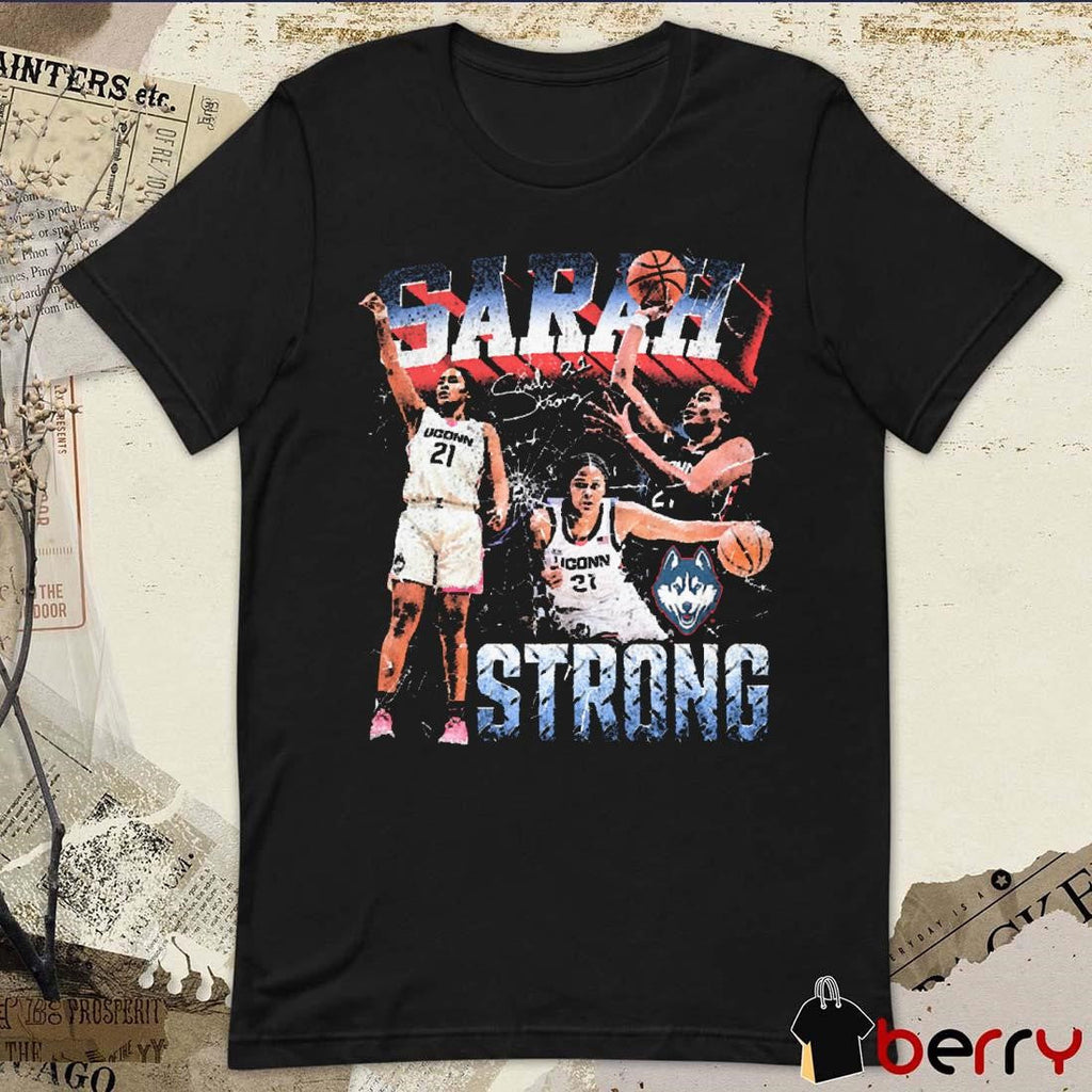 Sarah Strong UConn Huskies Big East Conference 90s Retro Painting Signature t-shirt