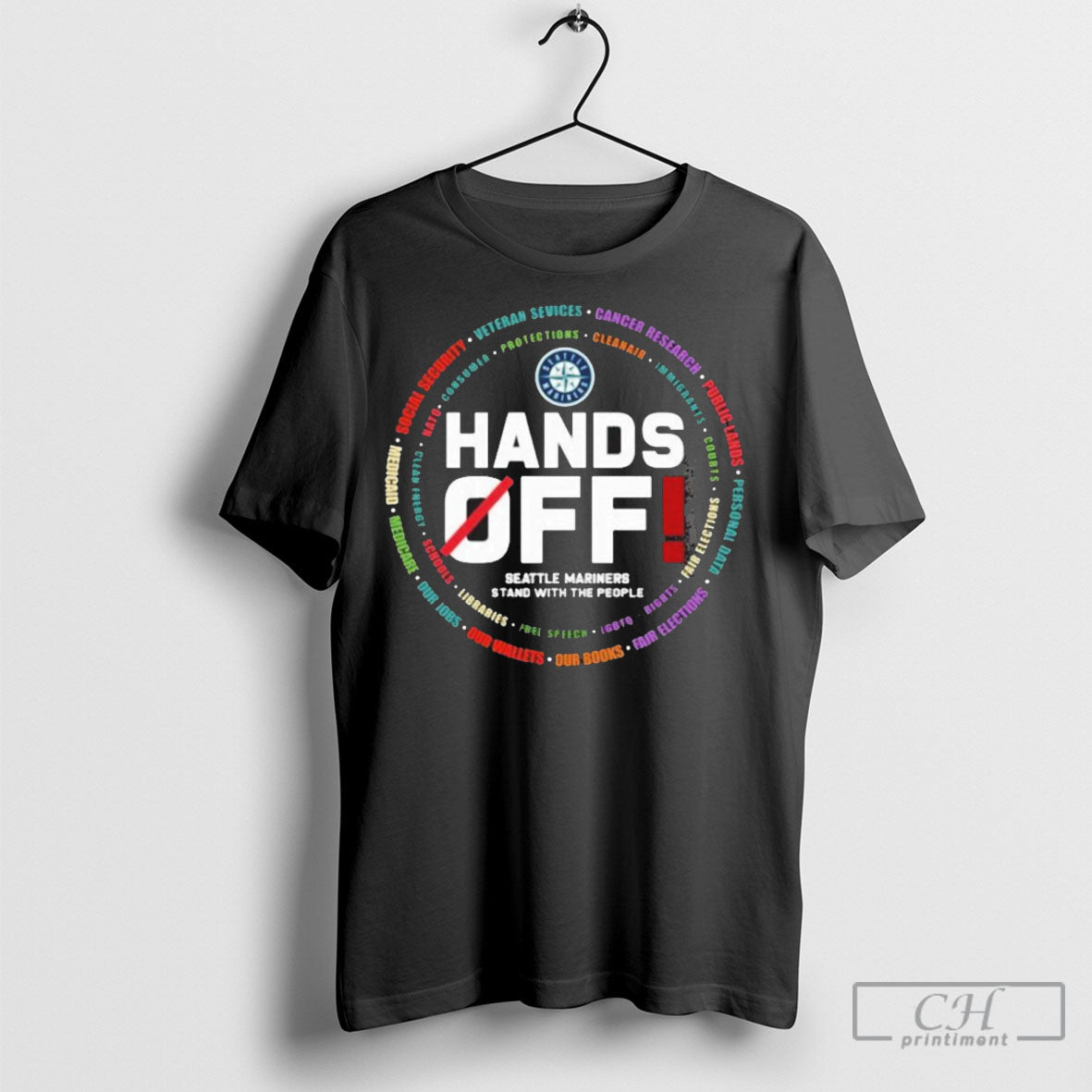 Official Seattle Mariners Logo Hands Off Seattle Mariners Stand With The People Shirt Sweater Tee