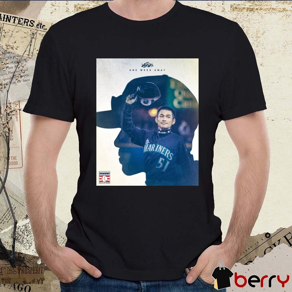 Seattle Mariners Suzuki Ichiro One Week Away National Baseball Hall Of Fame Poster t-shirt