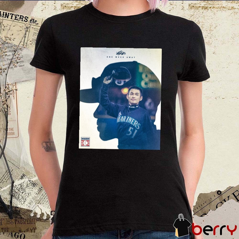 Seattle Mariners Suzuki Ichiro One Week Away National Baseball Hall Of Fame Poster t-shirt