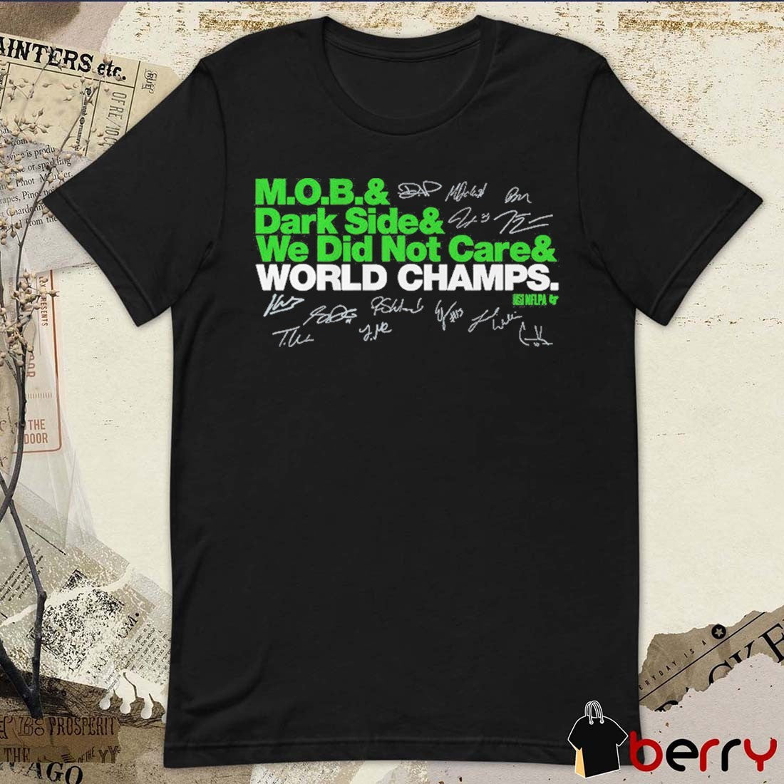 Seattle Seahawks Football Ampersand Champs MOB And Dark Side And We Did Not Care World Champs Signatures t-shirt