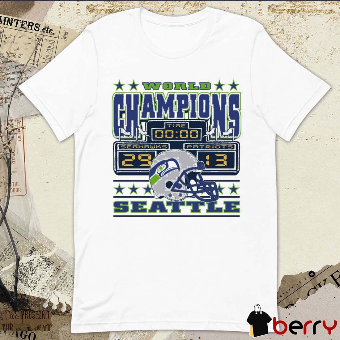 Seattle Seahawks Scoreboard World Champions Seahawks 29 Patriots 13 t-shirt