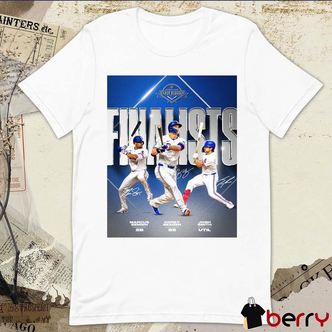 Semien Seager Smith Texas Rangers MLB 2024 Silver Slugger finalists Signatures Poster t-shirt