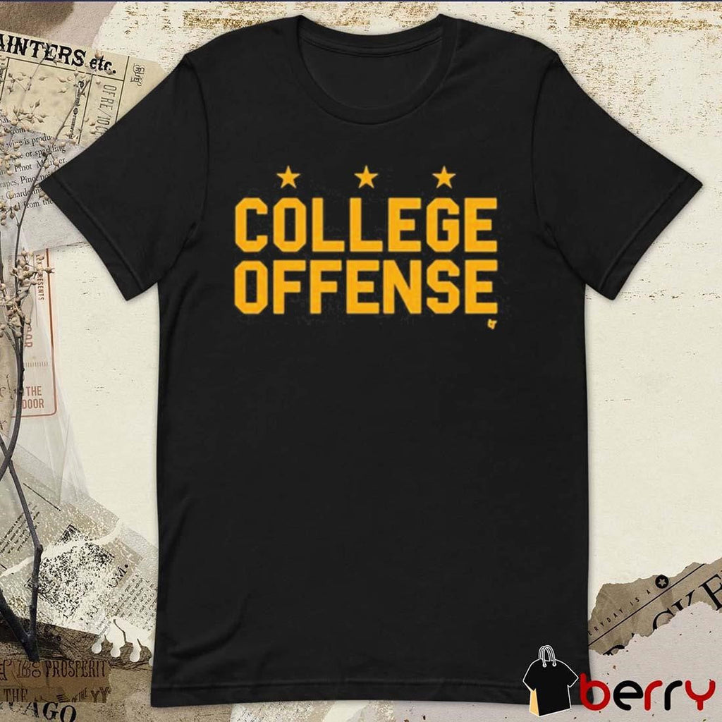 Shane Peacher Wearing College Offense t-shirt