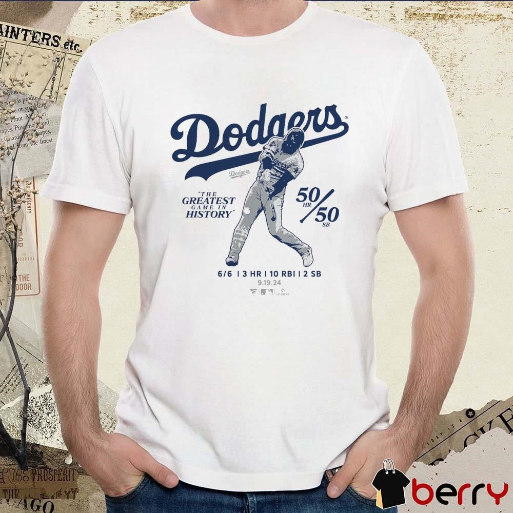 Shohei Ohtani Los Angeles Dodgers 6 for 6 The Greatest Game In History 50 HR 50 SB t-shirt