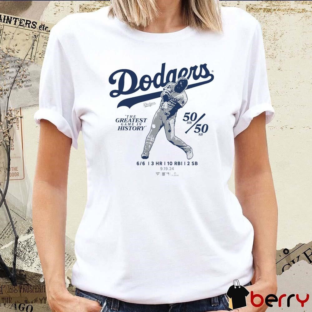 Shohei Ohtani Los Angeles Dodgers 6 for 6 The Greatest Game In History 50 HR 50 SB t-shirt