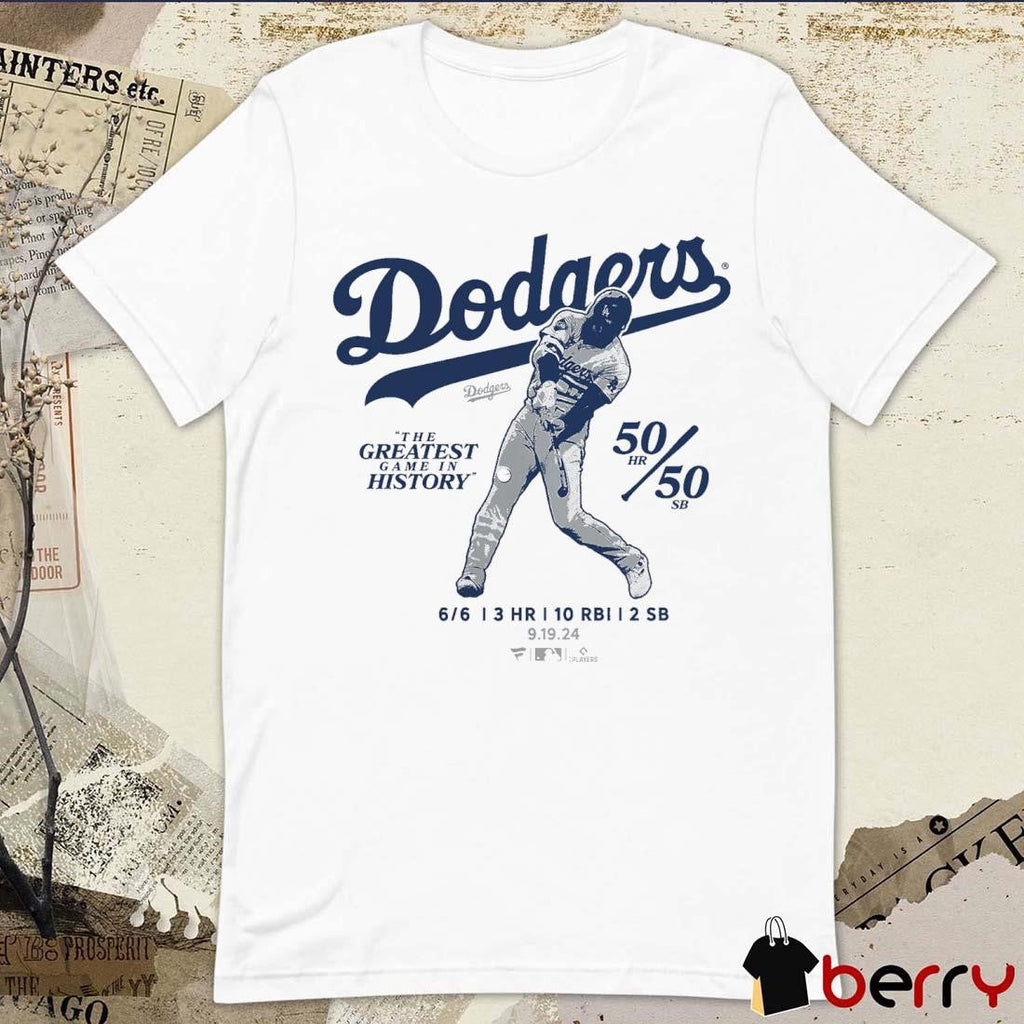 Shohei Ohtani Los Angeles Dodgers 6 for 6 The Greatest Game In History 50 HR 50 SB t-shirt
