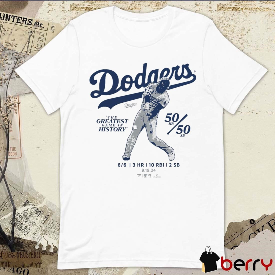 Shohei Ohtani Los Angeles Dodgers 6 for 6 The Greatest Game In History 50 HR 50 SB t-shirt