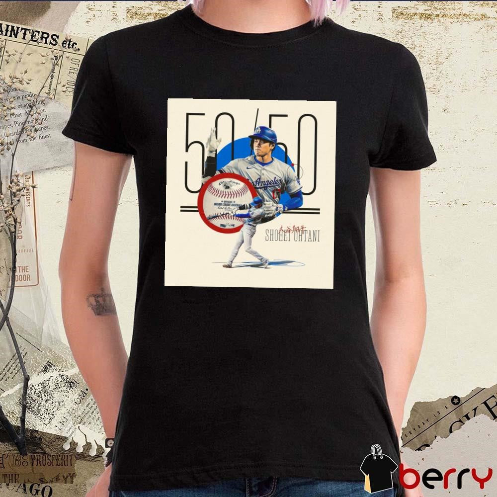 Shohei Ohtani Los Angeles Dodgers MLB 50 50 Major League Baseball Sets Another Record Poster t-shirt