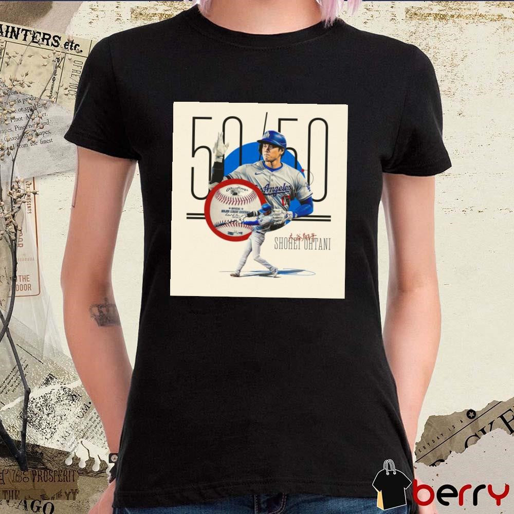 Shohei Ohtani Los Angeles Dodgers MLB 50 50 Major League Baseball Sets Another Record Poster t-shirt