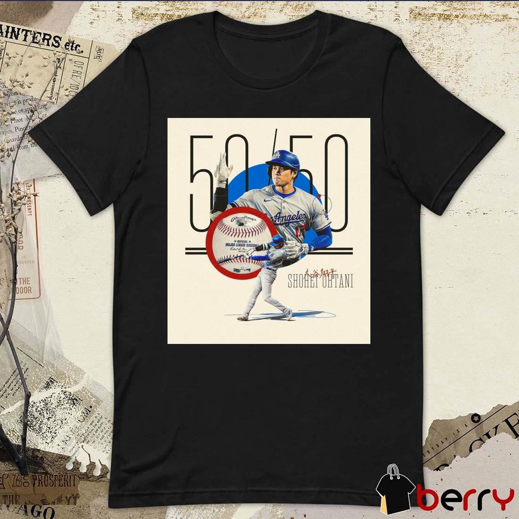 Shohei Ohtani Los Angeles Dodgers MLB 50 50 Major League Baseball Sets Another Record Poster t-shirt