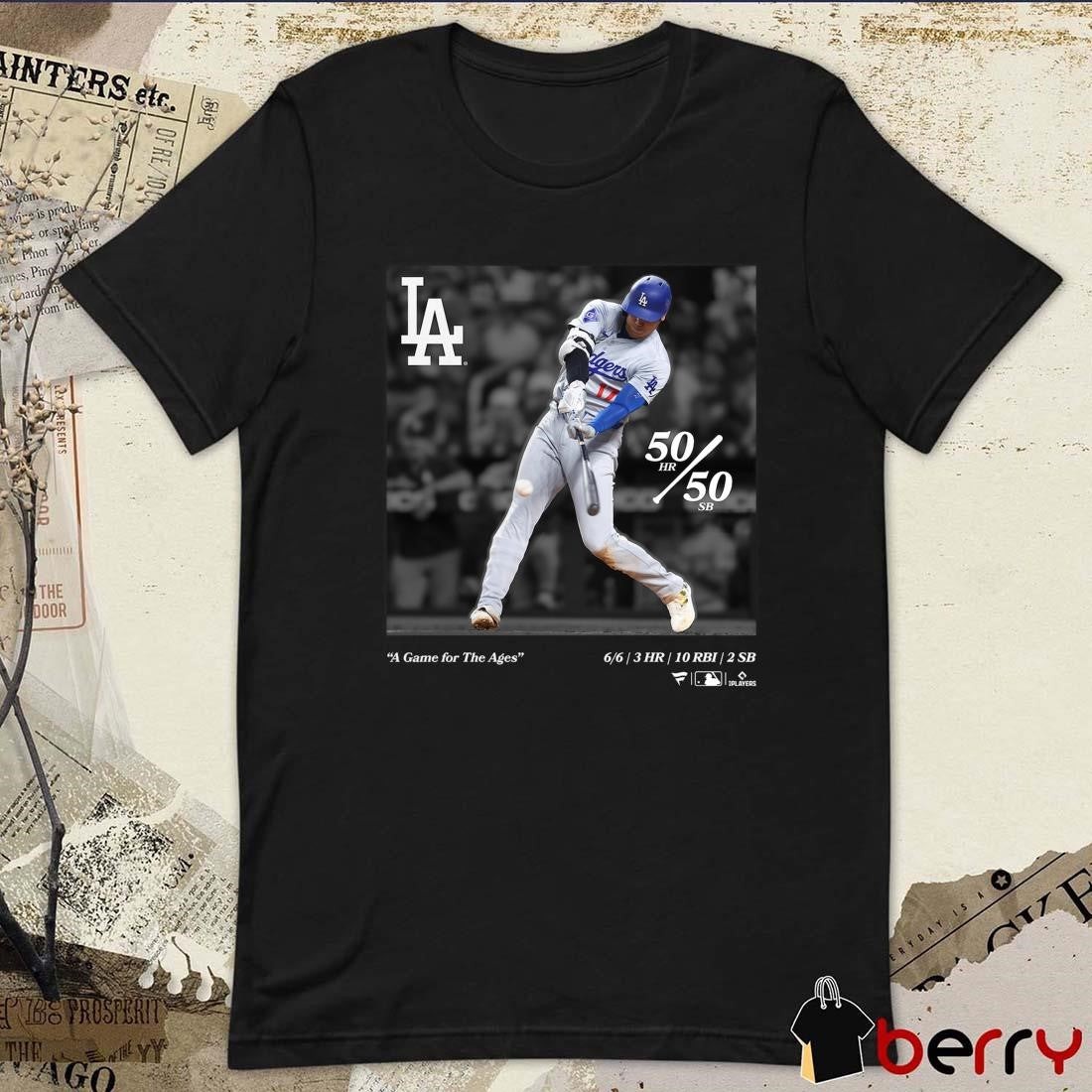 Shohei Ohtani Los Angeles Dodgers MLB A Game For The Ages 50 HR 50 SB t-shirt