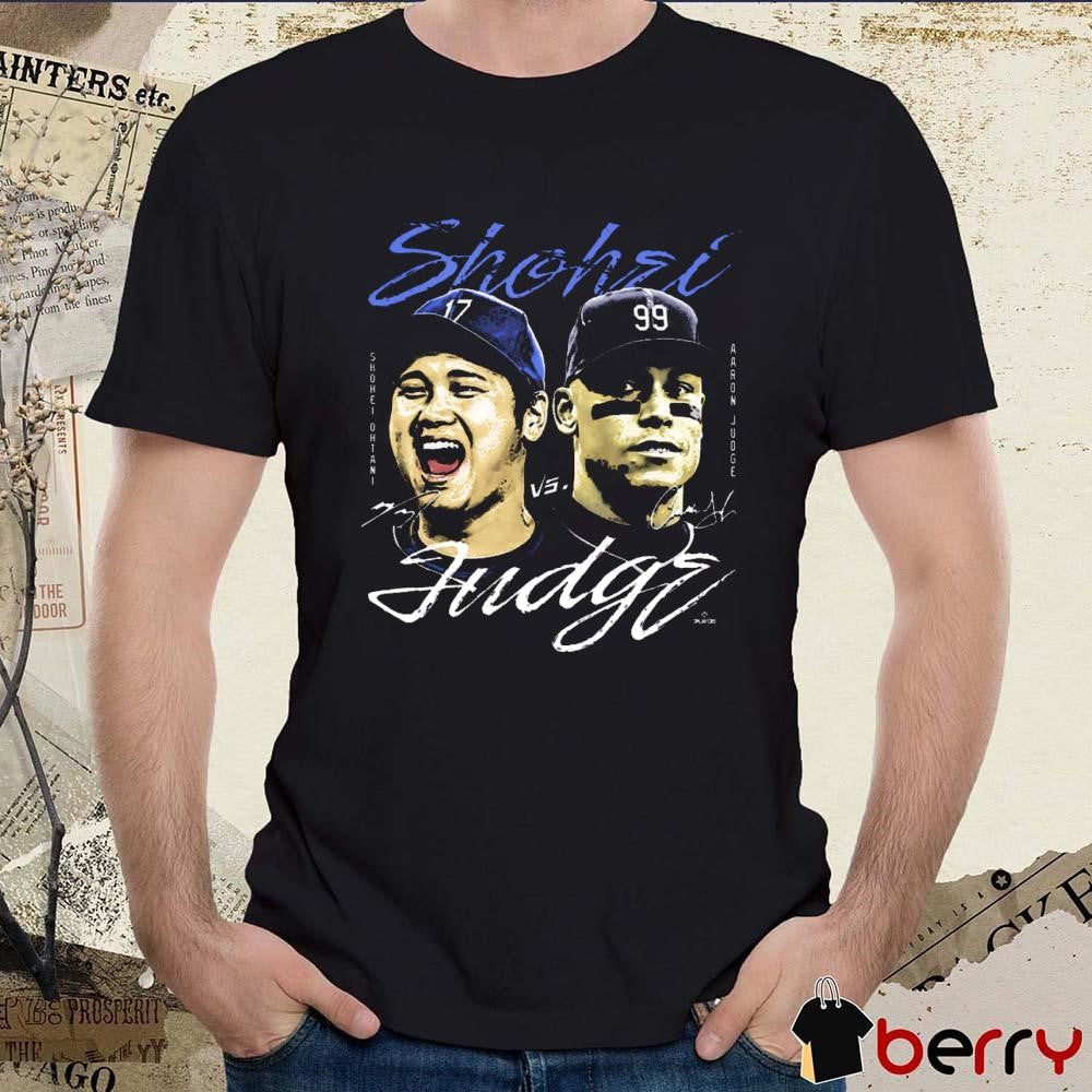 Shohei Ohtani Los Angeles Dodgers vs. Aaron Judge New York Yankees Heavyweight Showdown Signatures t-shirt