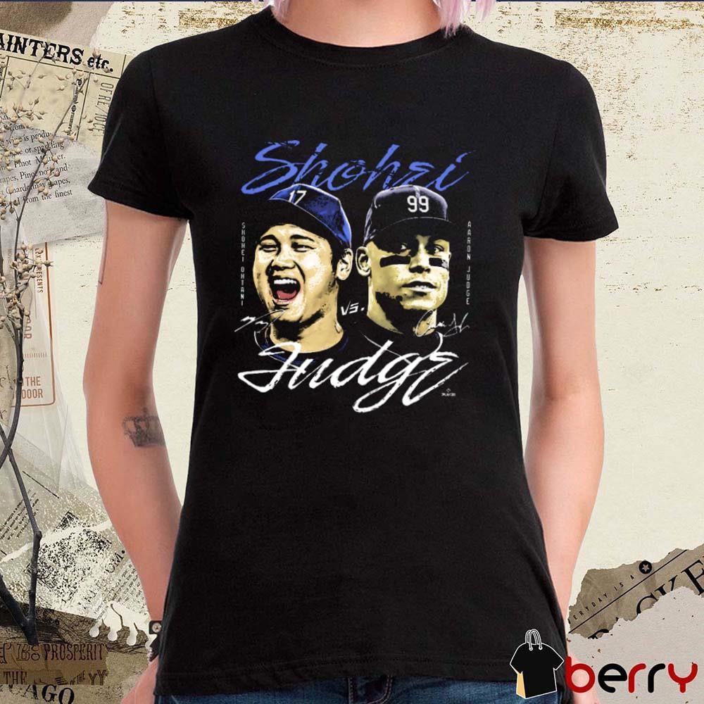 Shohei Ohtani Los Angeles Dodgers vs. Aaron Judge New York Yankees Heavyweight Showdown Signatures t-shirt