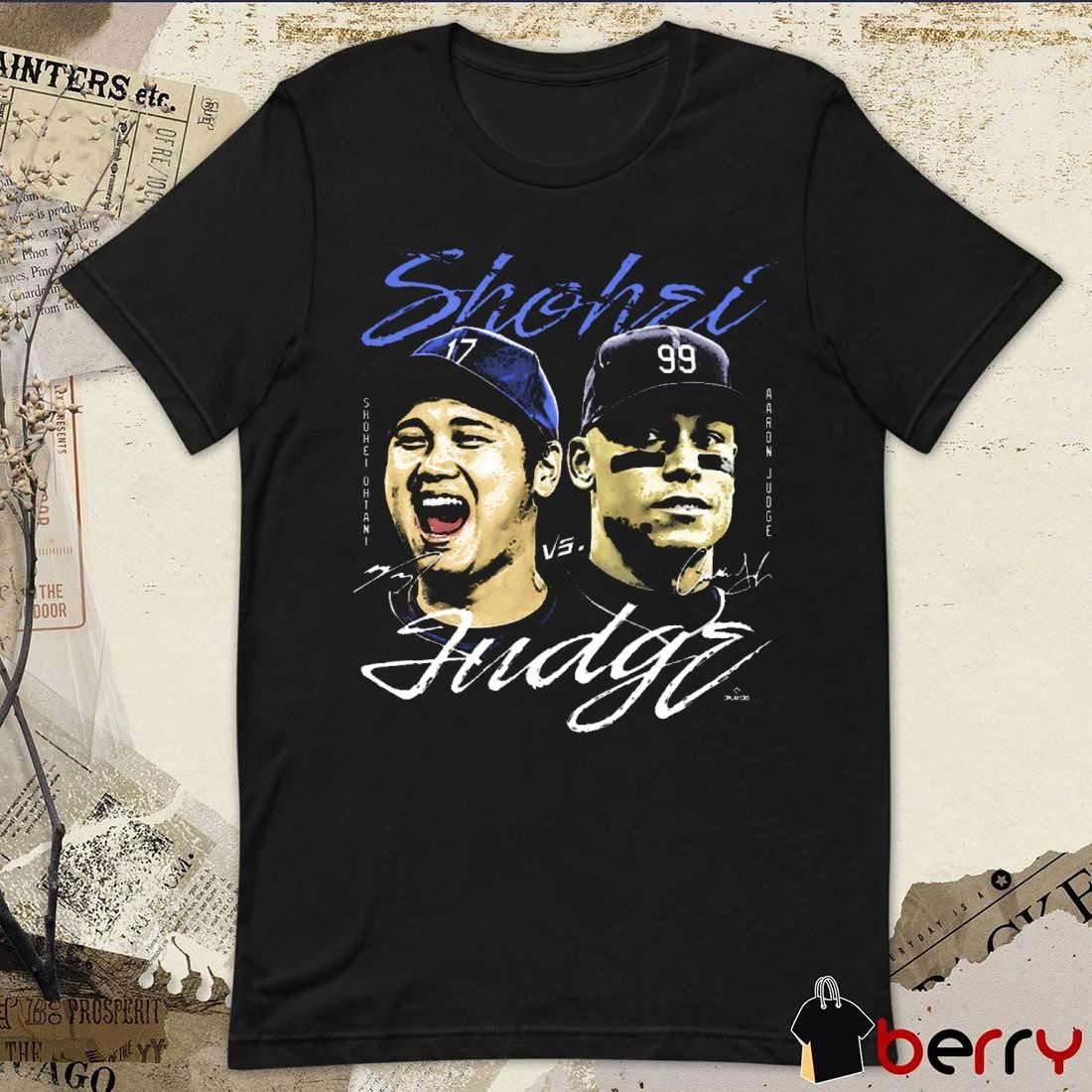 Shohei Ohtani Los Angeles Dodgers vs. Aaron Judge New York Yankees Heavyweight Showdown Signatures t-shirt