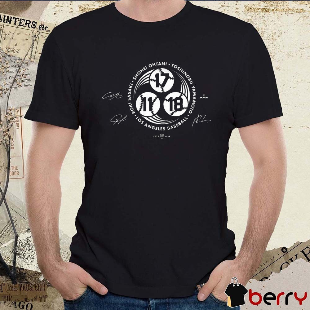 Shohei Ohtani Yoshinobu Yamamoto Roki Sasaki Los Angeles Dodgers MLB Signatures t-shirt