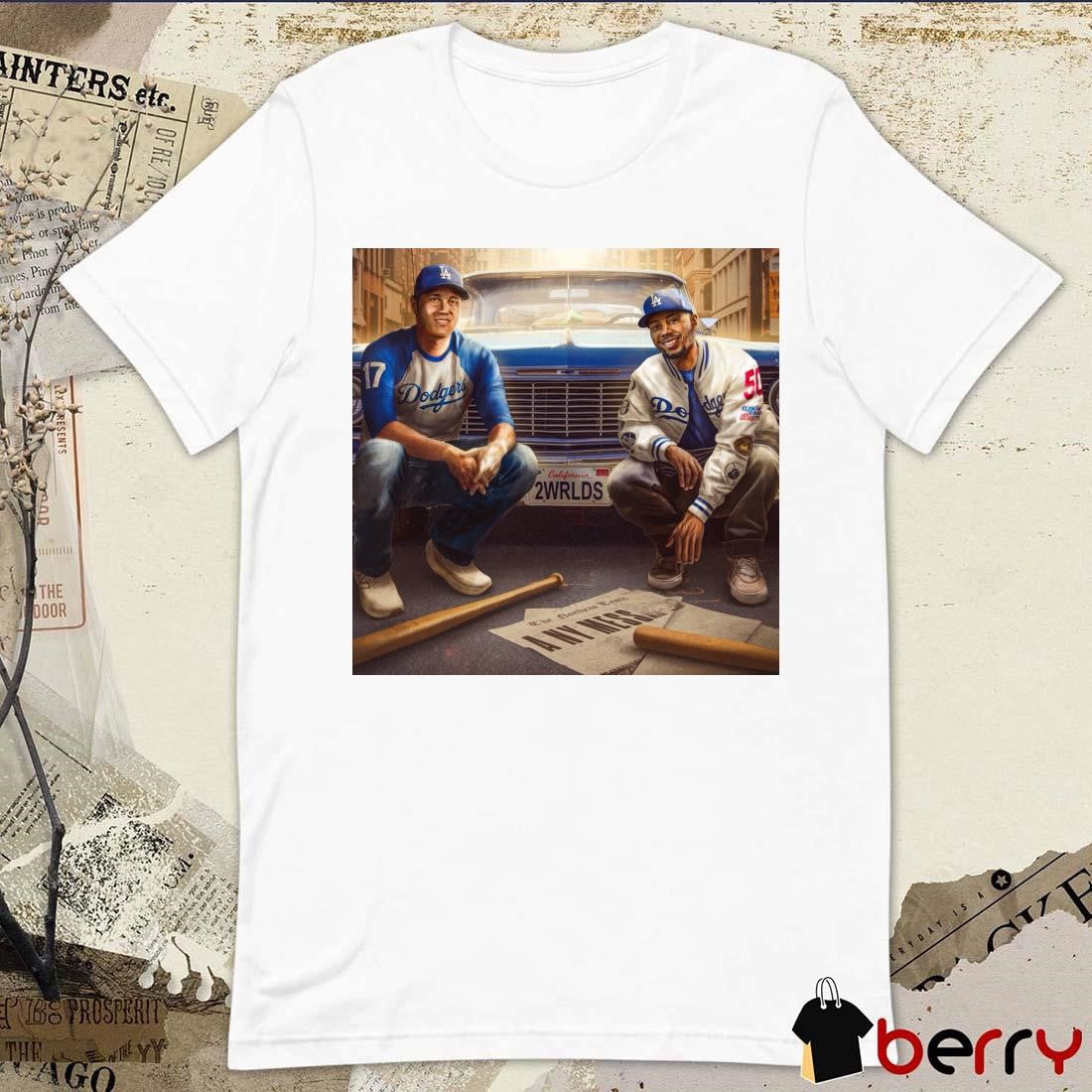 Shohei Ohtani and Mookie Betts Dodgers Are 1 Win Away From Becoming World Series Champs Poster t-shirt
