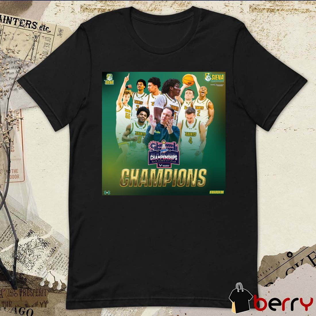 Siena Saints Men’s Basketball 2026 MAAC Metro Atlantic Athletic Conference Champions Poster t-shirt