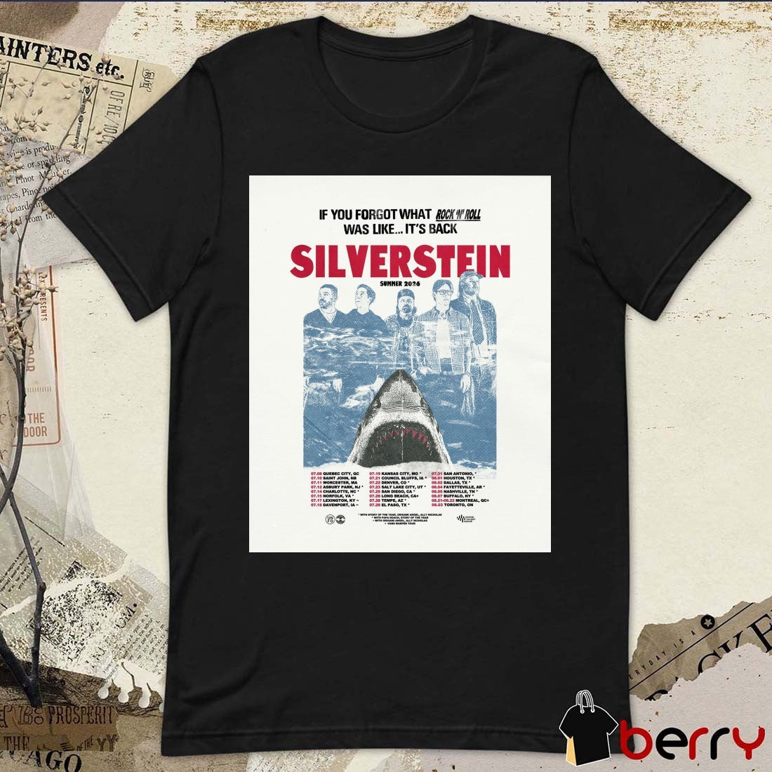 Silverstein Summer 2026 Tour North America If You Forgot What Rock ‘N Roll Was Like It’s Back Poster t-shirt