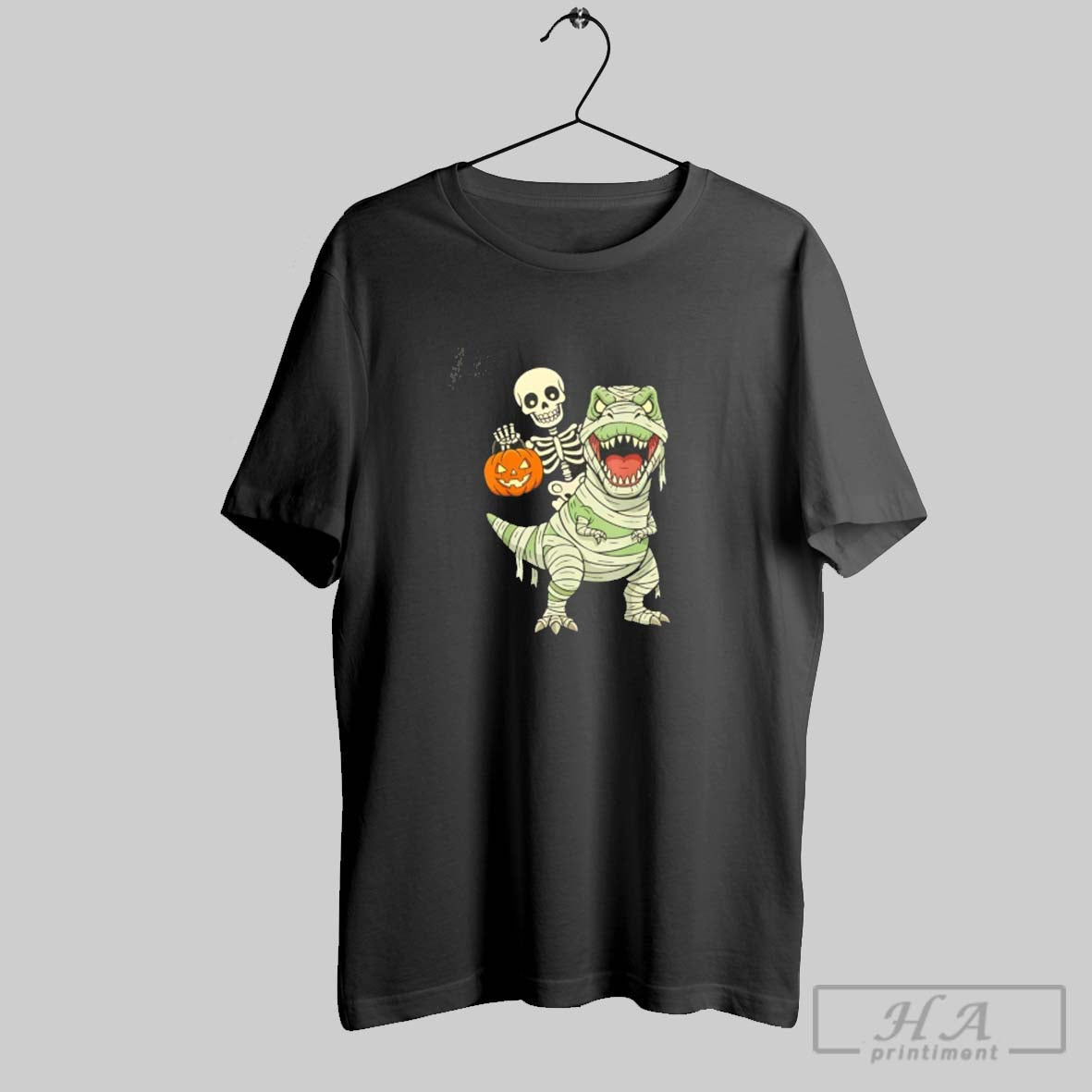 Official Skeleton Riding Mummy Dinosaur T Rex Halloween