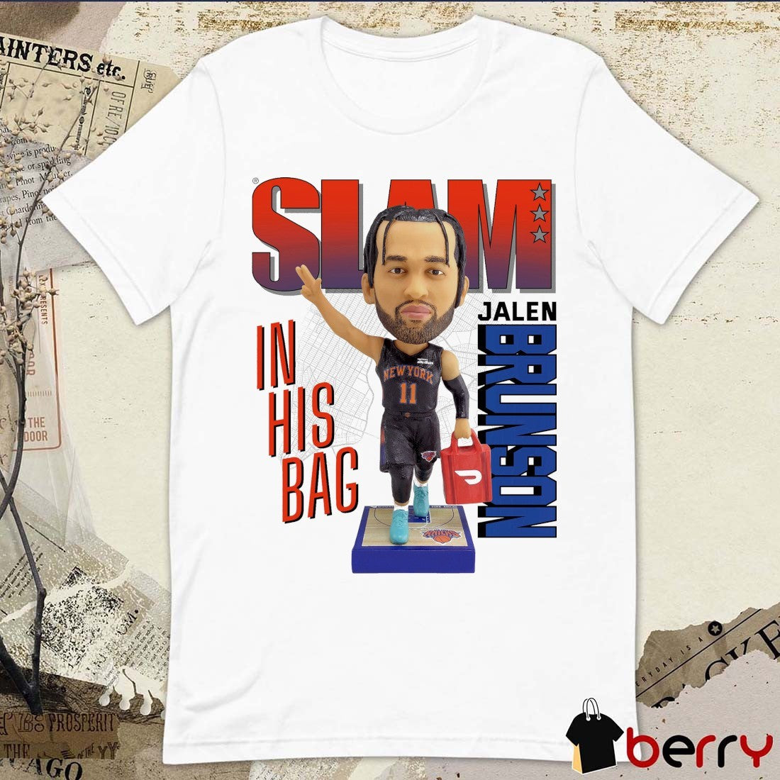 Slam Jalen Brunson bobblehead In His Bag New York Knicks Basketball 2026 t-shirt