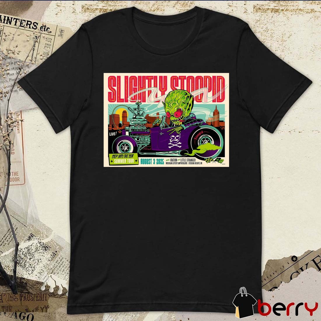Slightly Stoopid Step Into The Sun Summer Tour August 3 2025 Sterling Heights MI Poster t-shirt