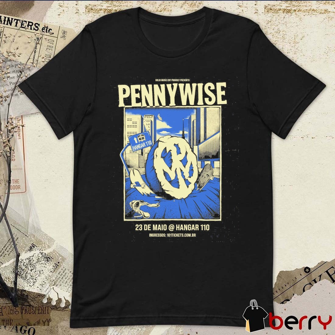 Solid Music Ent Proudly Presents Pennywise May 23rd 2026 Hangar 110 t-shirt