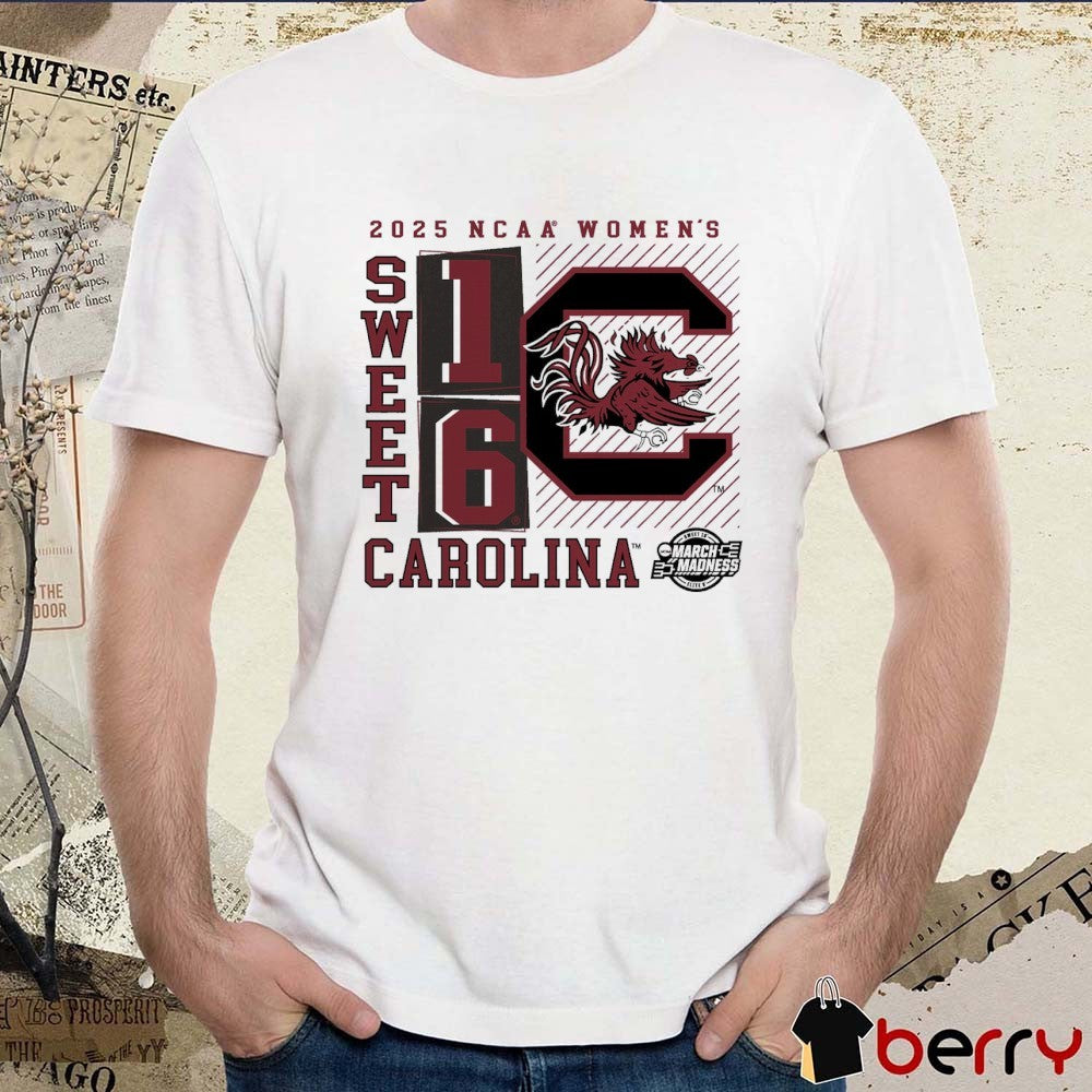 South Carolina Gamecocks NCAA DI Women’s Basketball Tournament March Madness Sweet 16 Elite 8 No Look Pass 2025 Logo t-shirt