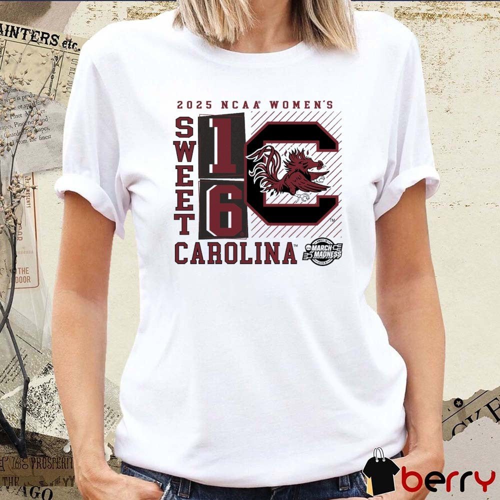 South Carolina Gamecocks NCAA DI Women’s Basketball Tournament March Madness Sweet 16 Elite 8 No Look Pass 2025 Logo t-shirt