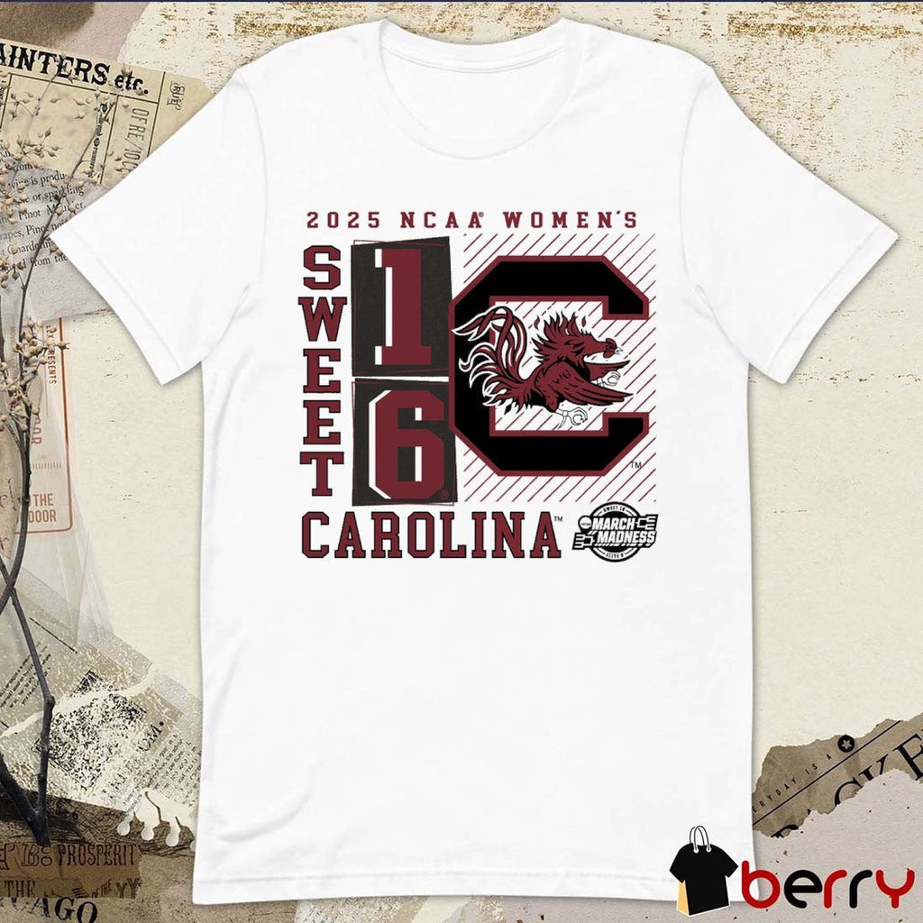 South Carolina Gamecocks NCAA DI Women’s Basketball Tournament March Madness Sweet 16 Elite 8 No Look Pass 2025 Logo t-shirt
