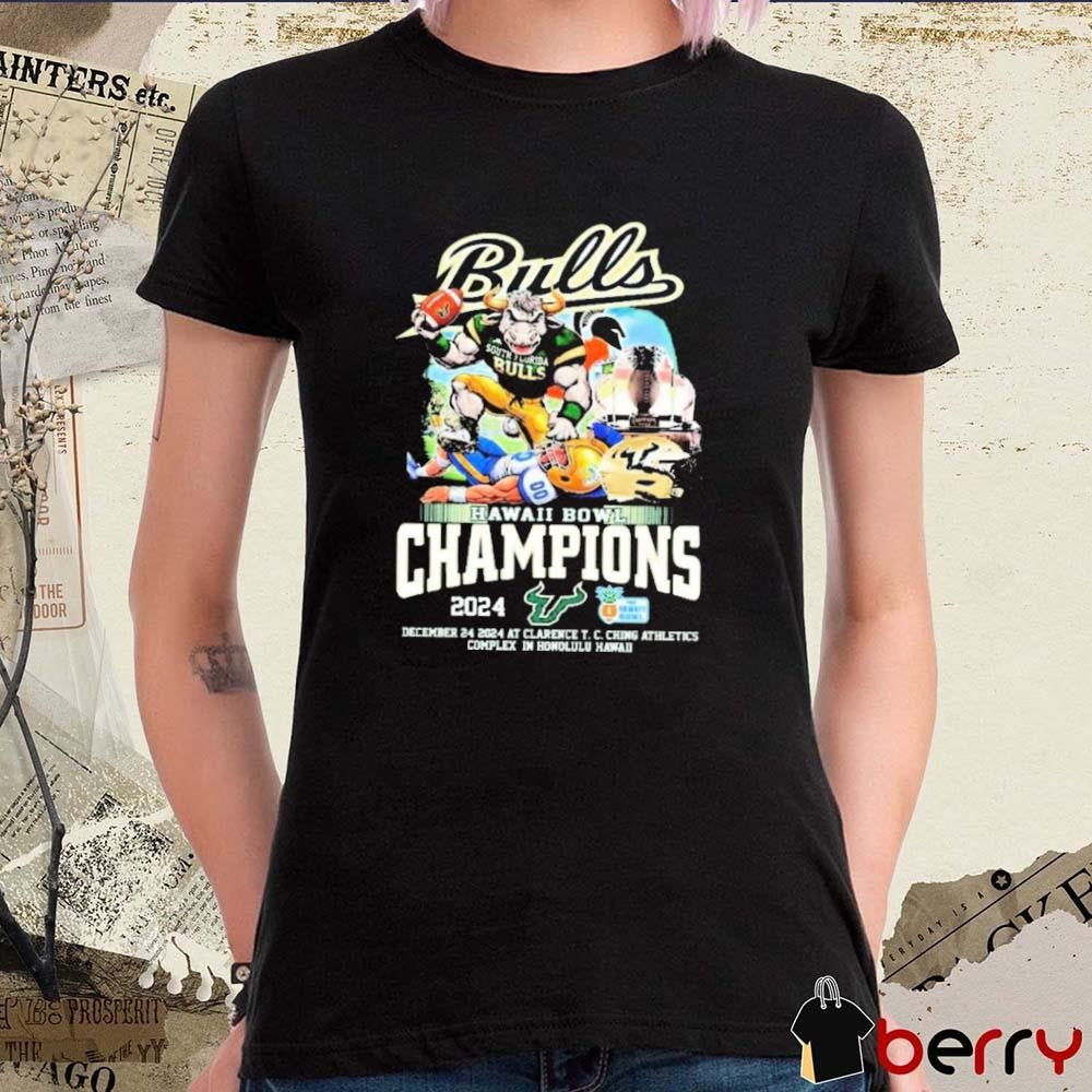 South Florida Bulls Hawaii Bowl Champions Dec 24 2024 At Clarence T C Ching Athletics Complex In Honolulu Hawaii Mascot t-shirt