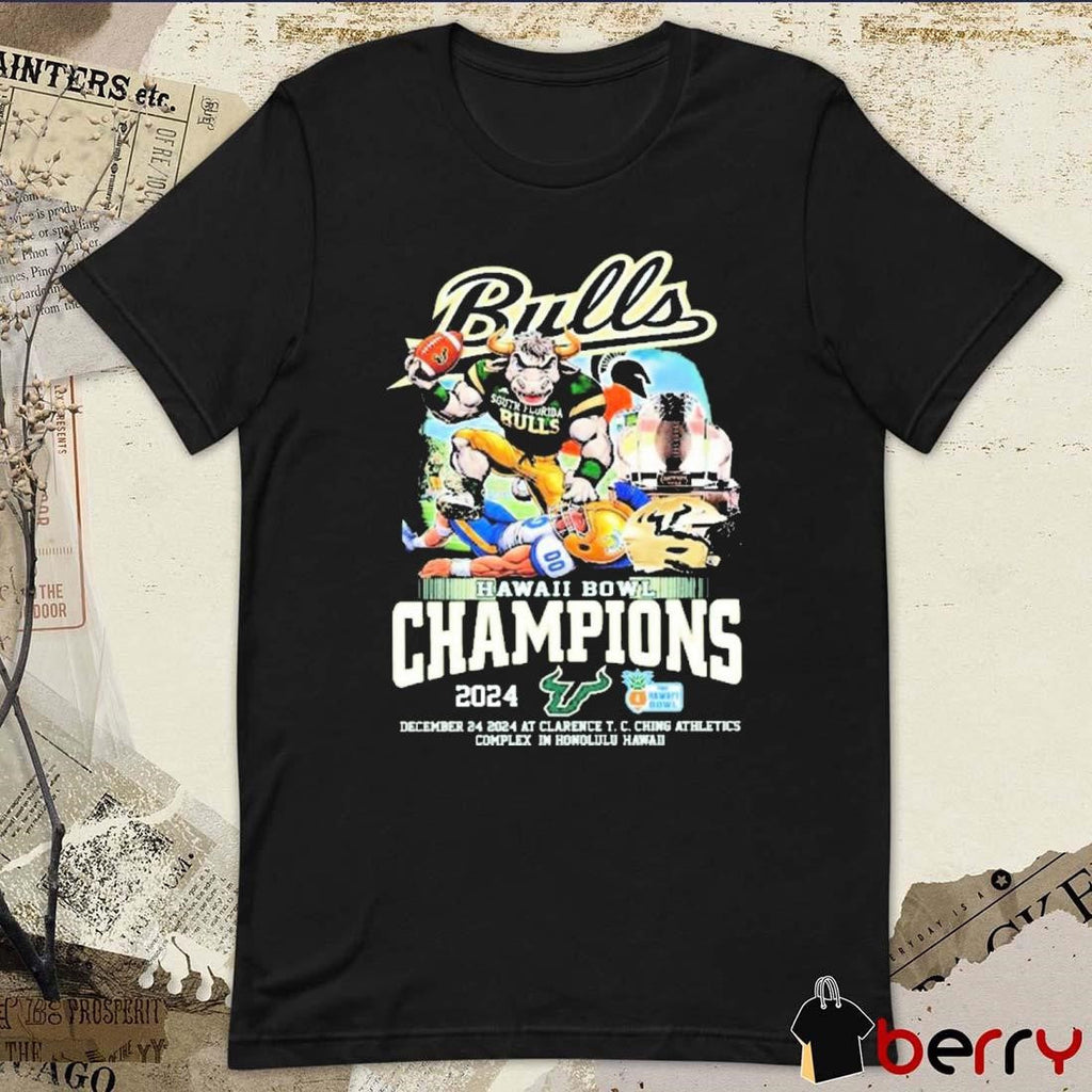 South Florida Bulls Hawaii Bowl Champions Dec 24 2024 At Clarence T C Ching Athletics Complex In Honolulu Hawaii Mascot t-shirt