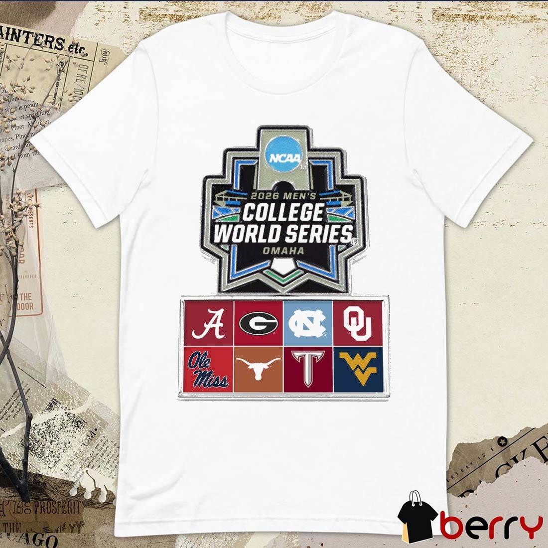 Souvenir Collectors 2026 8 Team NCAA Men’s College World Series Omaha Pin t-shirt
