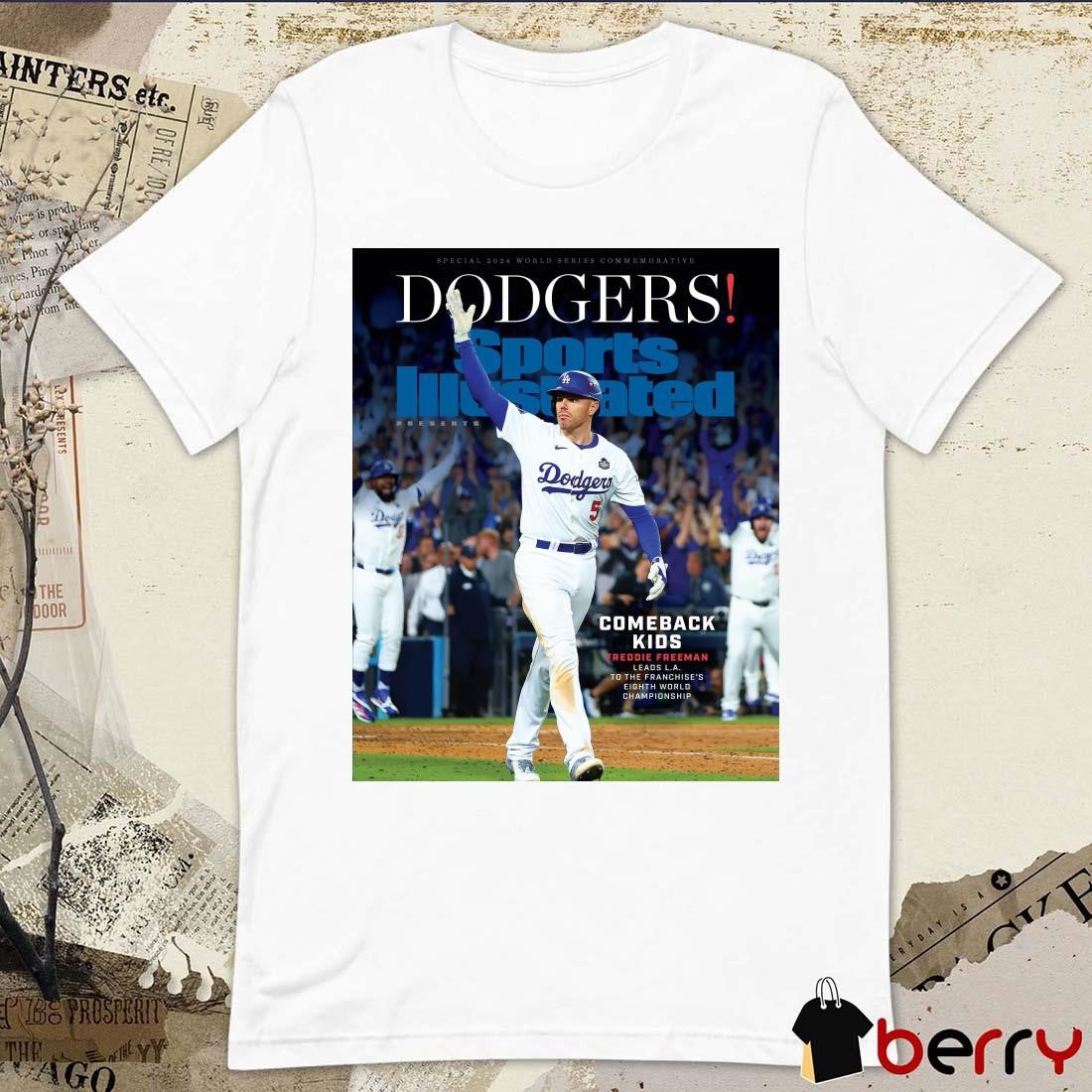 Special 2024 World Series Commemorative Dodgers Sport Illustrated Comeback Kids Freddie Freeman Lead L.A. Poster t-shirt
