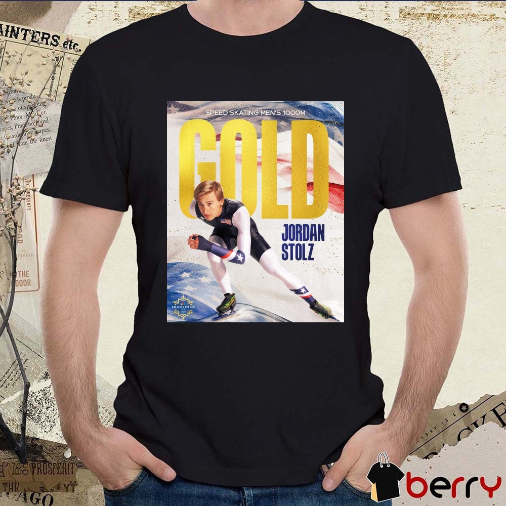 Speed Skating Men’s 1000m Gold Jordan Stolz Milan Cortina 2026 Poster t-shirt