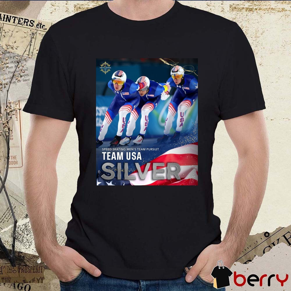 Speed Skating Men’s Team Pursuit Team USA Silver Medal Winter Olympics t-shirt