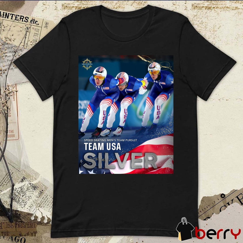 Speed Skating Men’s Team Pursuit Team USA Silver Medal Winter Olympics t-shirt
