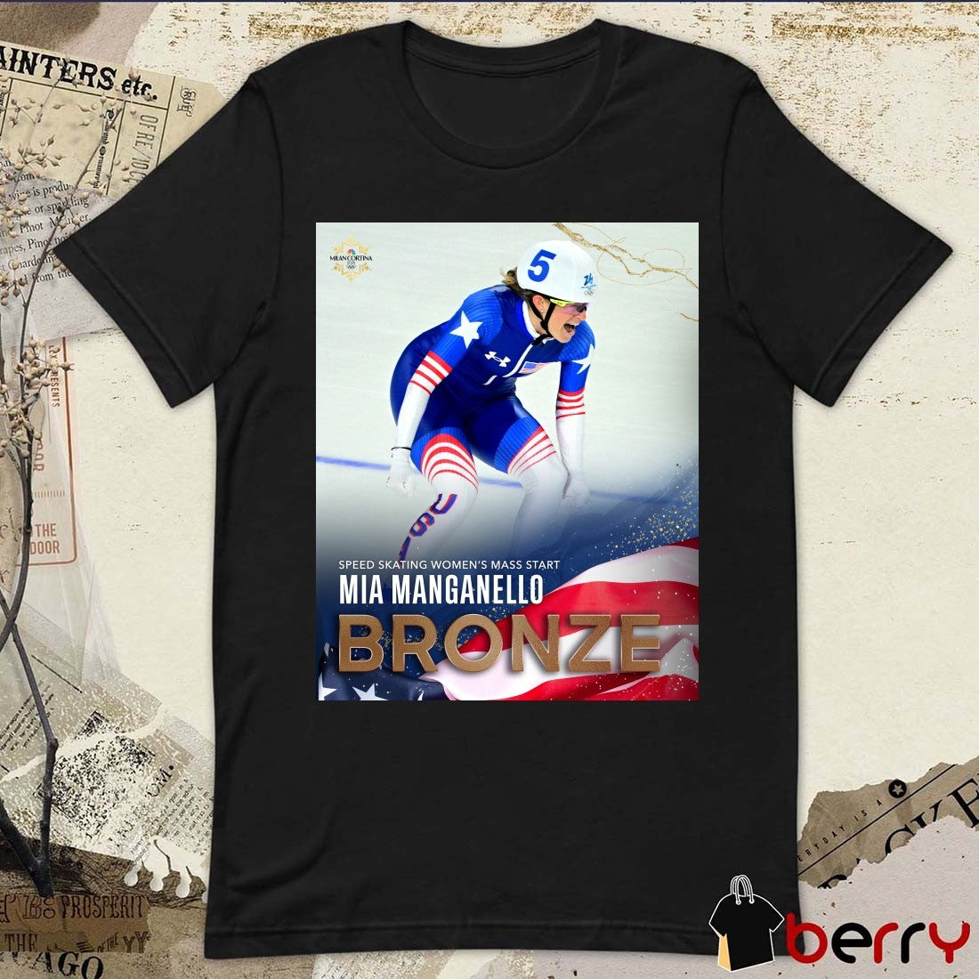 Speed Skating Women’s Mass Start Mia Manganello Bronze Milan Cortina 2026 Winter Olympics Poster t-shirt