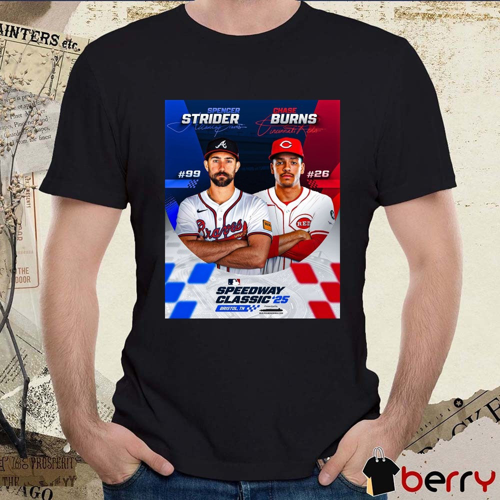 Spencer Strider Braves and Chase Burns Reds MLB Speedway Classic 2025 Signatures Poster t-shirt