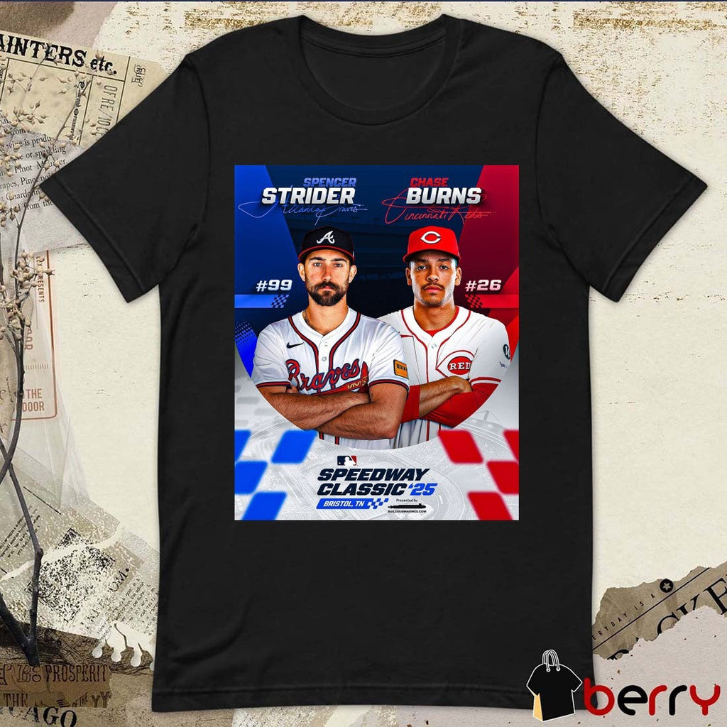 Spencer Strider Braves and Chase Burns Reds MLB Speedway Classic 2025 Signatures Poster t-shirt