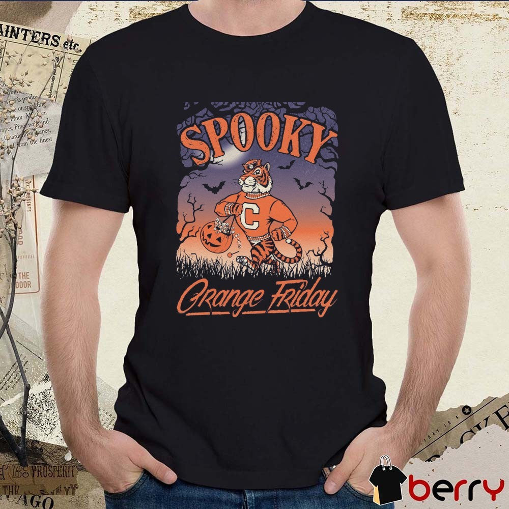 Spooky Orange Friday in Tigertown Clemson Tigers Halloween 2025 t-shirt