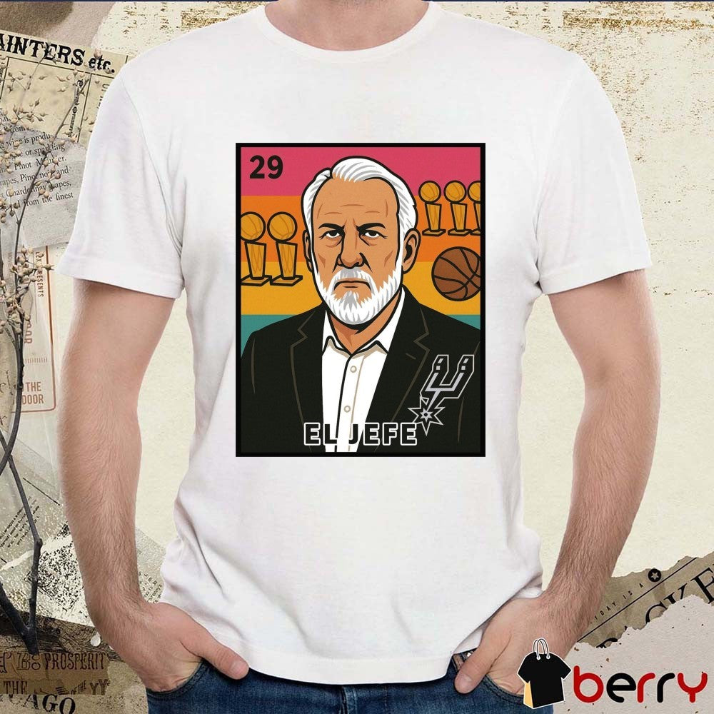 Spurnandez El Jefe Porvida Gregg Popovich San Antonio Spurs Retro Art t-shirt