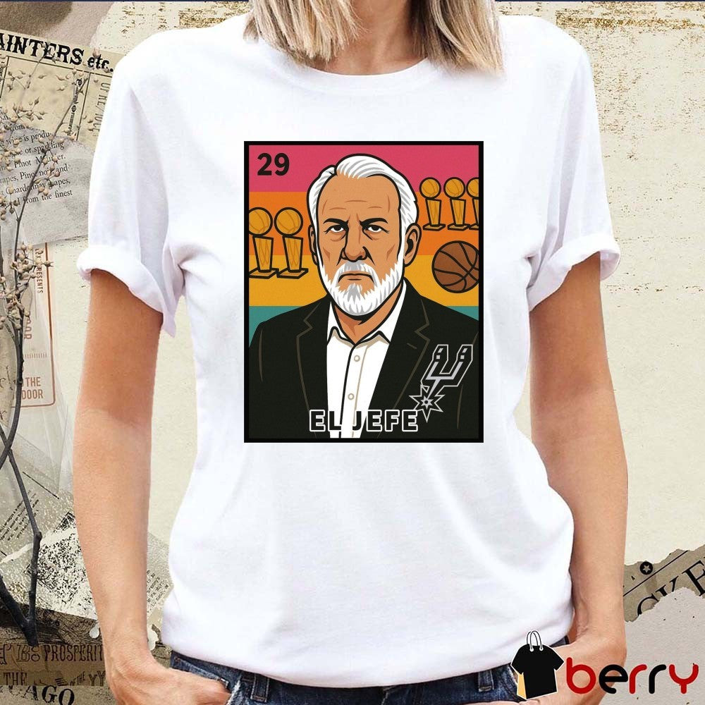 Spurnandez El Jefe Porvida Gregg Popovich San Antonio Spurs Retro Art t-shirt