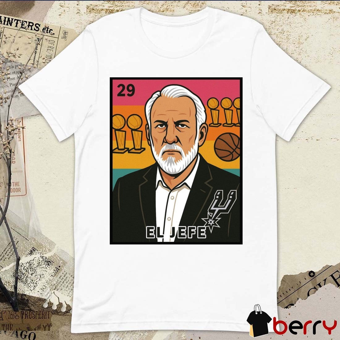 Spurnandez El Jefe Porvida Gregg Popovich San Antonio Spurs Retro Art t-shirt