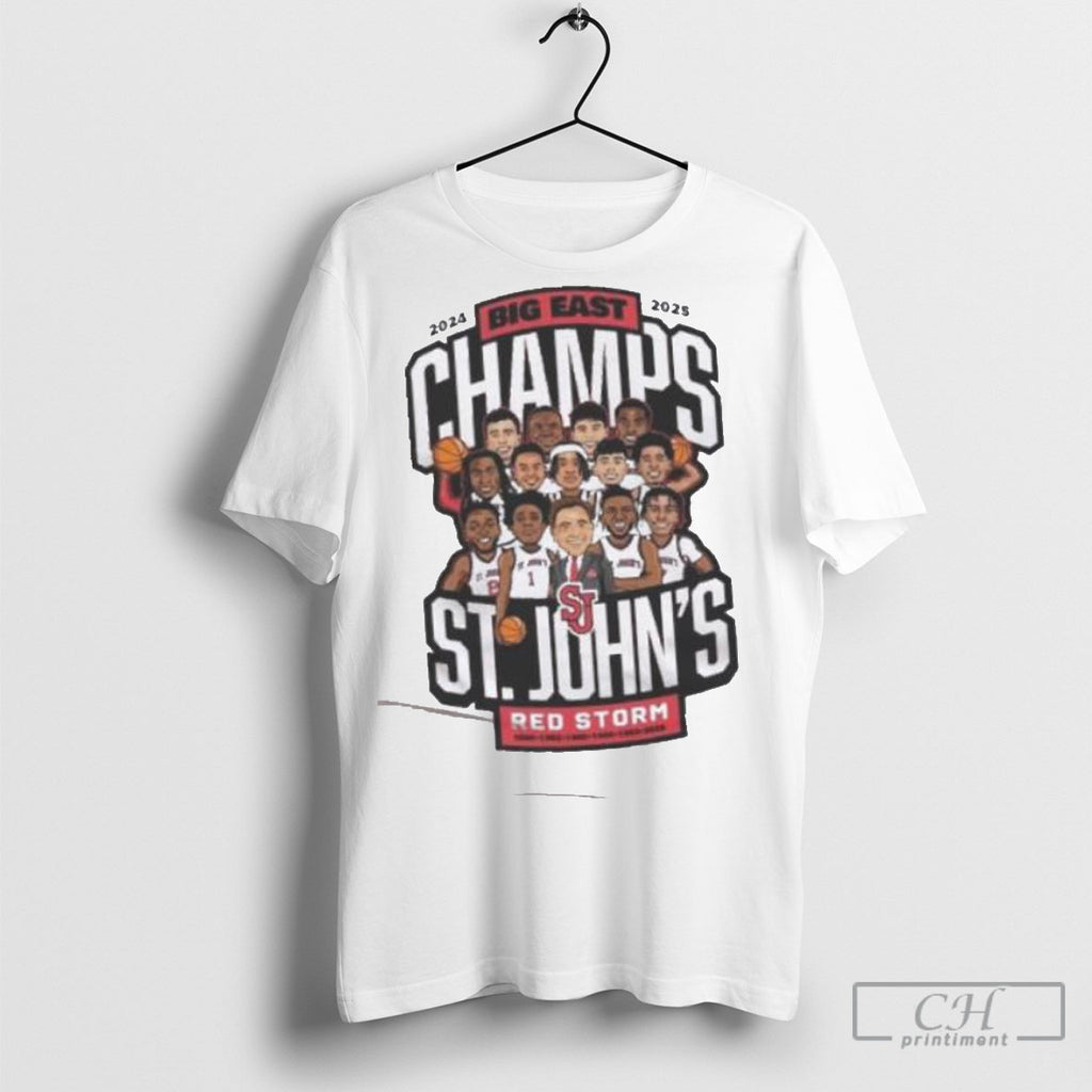 Official St Johns Red Storm Big East Champs 2024 2025 Cartoon Team Members Shirt