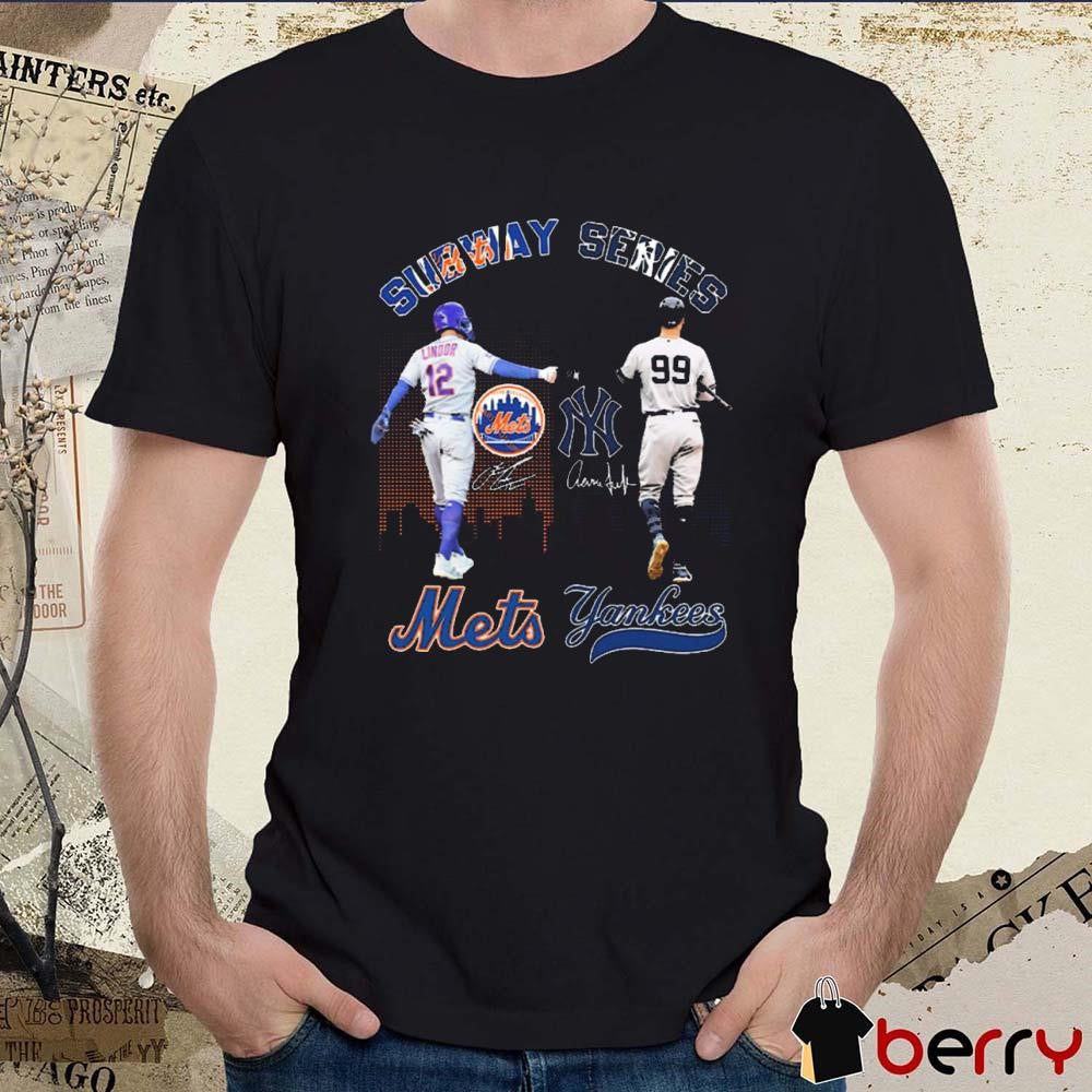 Subway Series Francisco Lindor Aaron Judge New York Mets New York Yankees Signatures t-shirt