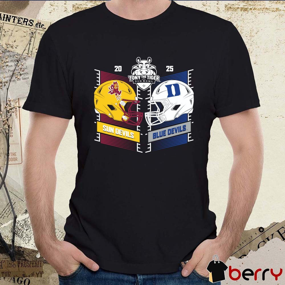 Sun Devils Vs Blue Devils 2025 Tony The Tiger Sun Bowl Head to Head Helmet t-shirt