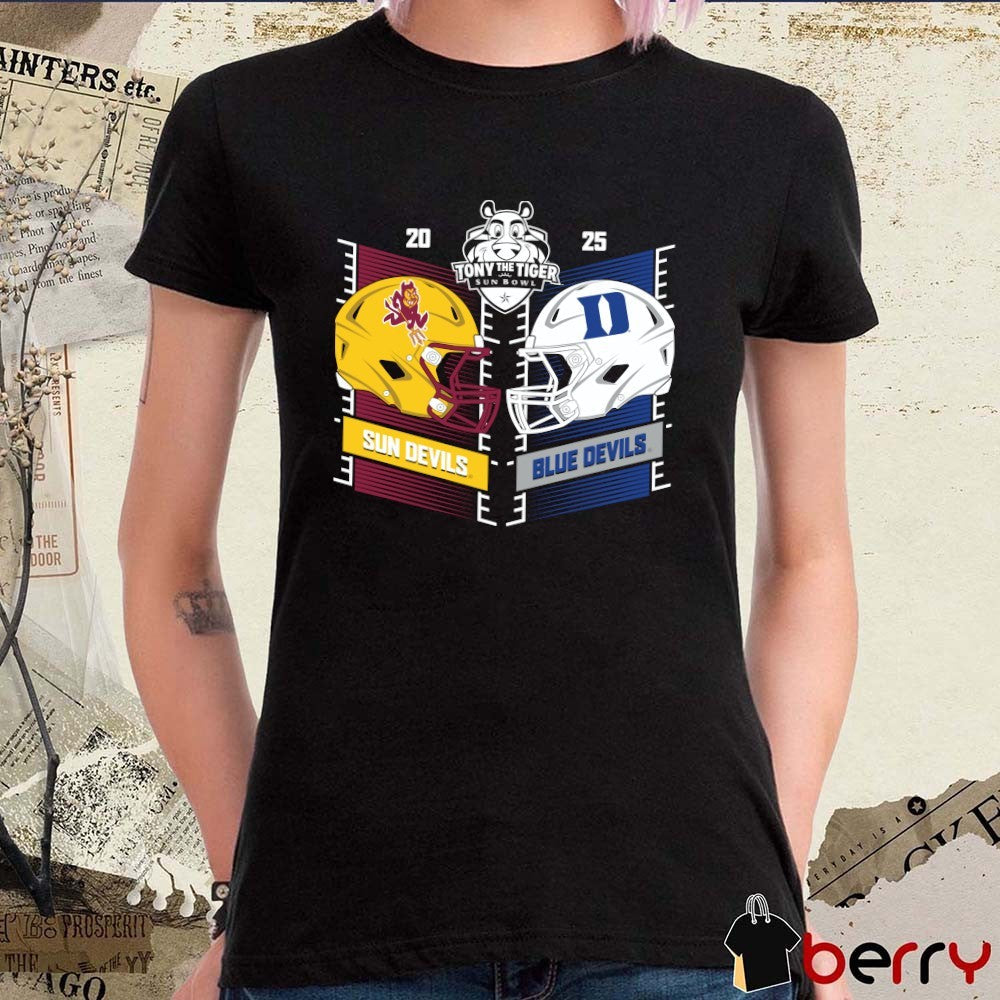 Sun Devils Vs Blue Devils 2025 Tony The Tiger Sun Bowl Head to Head Helmet t-shirt