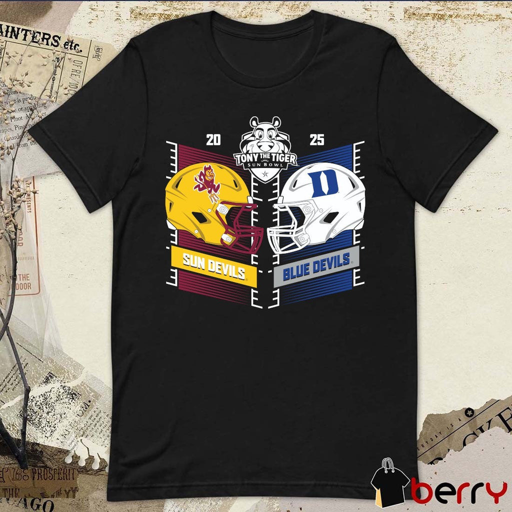 Sun Devils Vs Blue Devils 2025 Tony The Tiger Sun Bowl Head to Head Helmet t-shirt