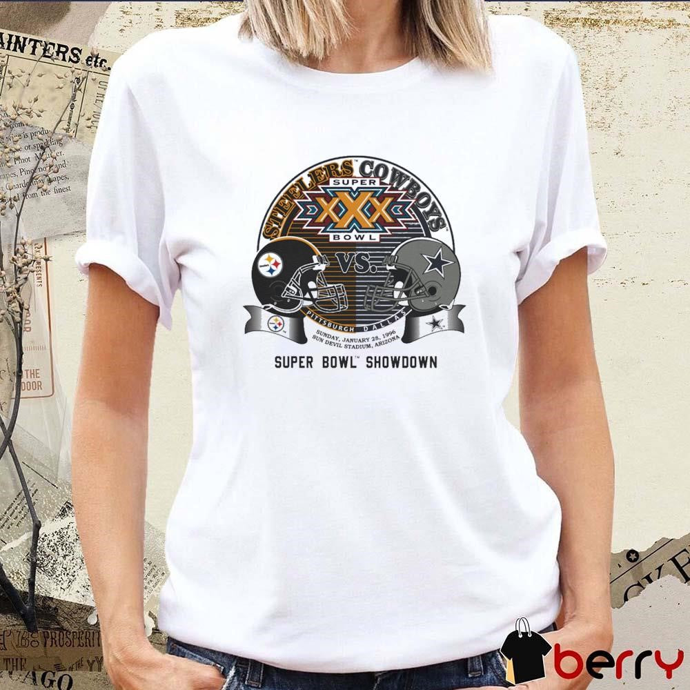 Super Bowl XXX Showdown Dallas Cowboys Vs Pittsburgh Steelers NFL Jan 28 1996 Vintage t-shirt